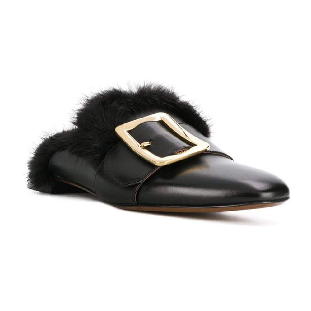 Bally Women's Janesse Fur Trimmed Mule Loafers Black